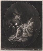 KG 06294
<br/>
Man toont vrouw obscene afbeelding
<br/>
<em>Verkolje, Nicolaas (1673-1746)</em>